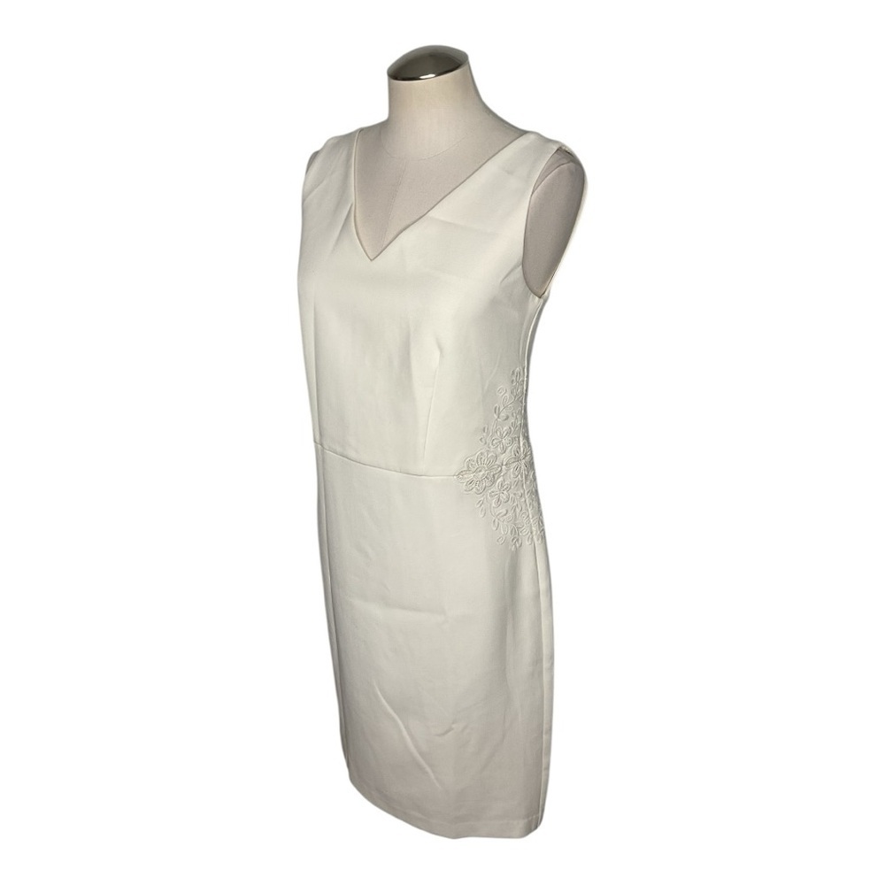 Ann Taylor Ivory Sleeveless Sheath Dress Size 10 Tall Lined Career